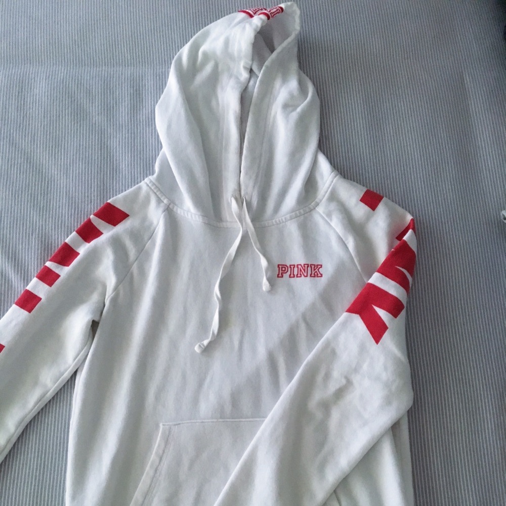 PINK Red & White Hoodie